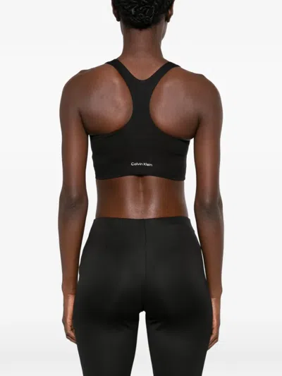 Calvin Klein Racerback Logo-print Top In Black