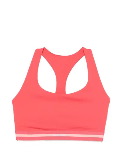 Calvin Klein Racerback Striped Performance Top In Red