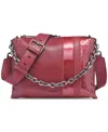 Calvin Klein Rain Signature Embossed Top Zipper Dual Strap Chain Crossbody In Cabrnt