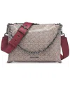 Calvin Klein Rain Signature Top Zipper Dual Strap Chain Crossbody In Almnd Taup