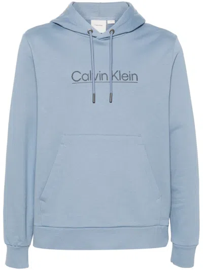 Calvin Klein Raised-logo Detail Hoodie In Blue