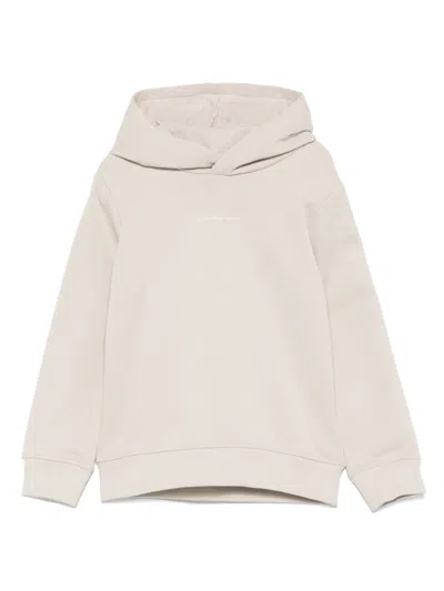 Calvin Klein Kids' Raised-logo Hoodie In Nude