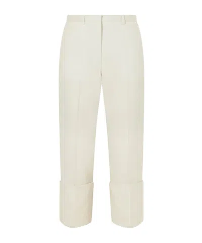 Calvin Klein Ramie-blend Twill Straight-leg Pants In White
