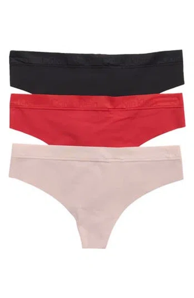 Calvin Klein Raw Edge Assorted 3-pack Thongs In Multi