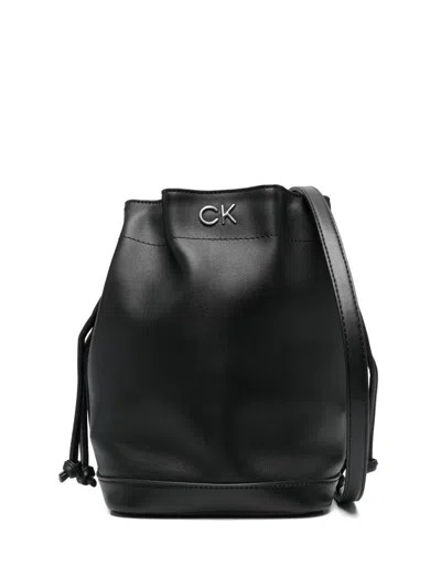 Calvin Klein Re-lock Drawstring Bag In Black