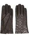 Calvin Klein Re-lock Logo-embossed Leather Gloves In Black