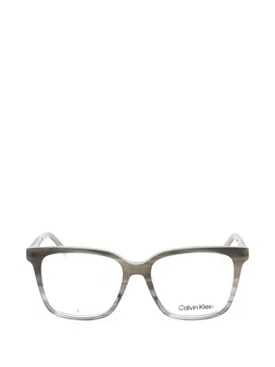 Calvin Klein Ladies Grey Rectangular Eyeglass Frames Ck22540 In Brown