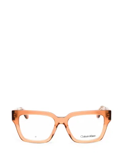 Calvin Klein Rectangle-frame Glasses In Orange
