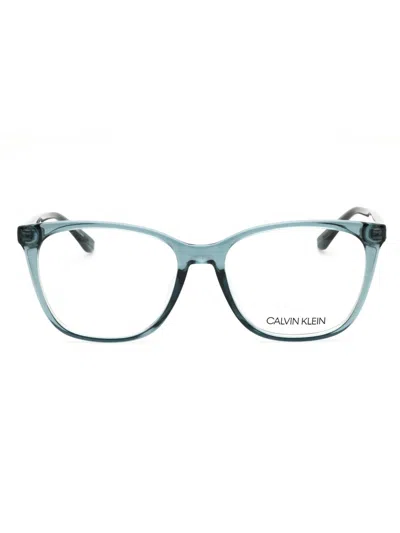 Calvin Klein Rectangular Designer Eyeglasses For Women In Blue