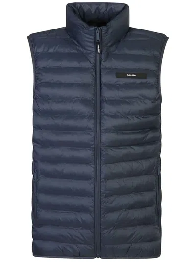 Calvin Klein Recycled Nylon Down Jacket With Eco-friendly Design And Sophisticated Knitwear Style In Grey