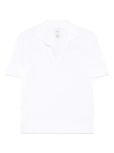 Calvin Klein Refined Cotton J Collar Polo Clothing In White