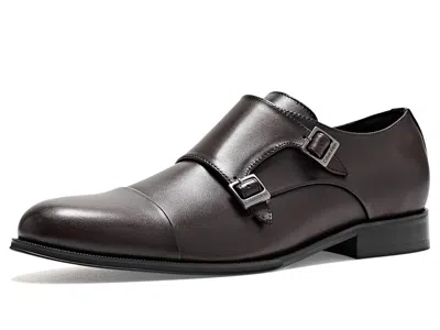 CALVIN KLEIN REKBEN MEN'S MONKSTRAP SHOES DARK BROWN LEATHER: 7 M