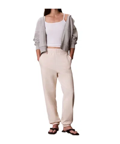 Calvin Klein Relaxed Cotton Terry Joggers In Neutral