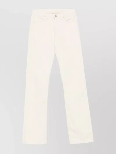 Calvin Klein Relaxed Flare Linen Trousers In Neutrals