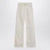 Calvin Klein Relaxed Flared Beige Jeans In Linen Blend