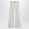 Calvin Klein Relaxed Flared Beige Jeans In Linen Blend