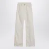 Calvin Klein Relaxed Flared Beige Jeans In Linen Blend