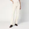 Calvin Klein Relaxed Flared Beige Jeans In Linen Blend In Light Blue