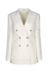Calvin Klein Relaxed Linen Db Breasted Blazer In Neutral