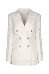 Calvin Klein Relaxed Linen Db Breasted Blazer In Neutral