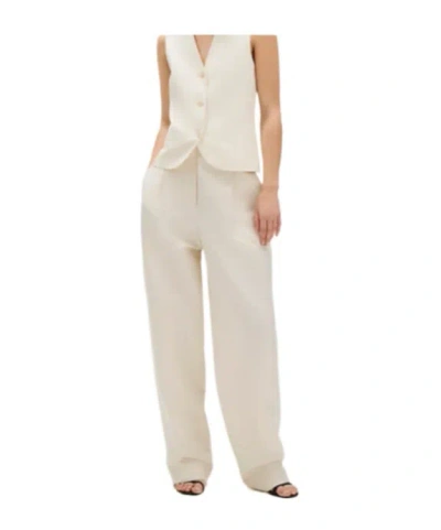 Calvin Klein Relaxed Linen Pleated Trousers In White