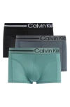 Calvin Klein Renew 3-pack Low Rise Trunks In L2u Black/turb