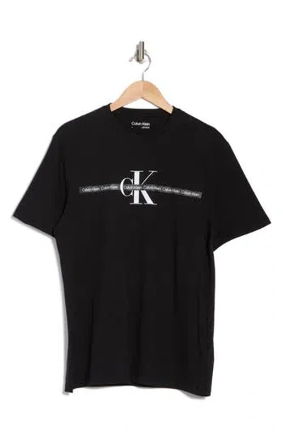 Calvin Klein Repeat Tape Layer Logo Graphic T-shirt In Black