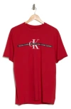 Calvin Klein Repeat Tape Layer Logo Graphic T-shirt In Chili Pepper