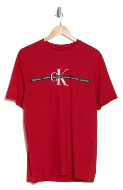 Calvin Klein Repeat Tape Layer Logo Graphic T-shirt In Chili Pepper