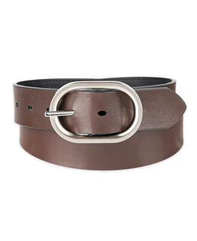 Calvin Klein Reversible Center Bar Buckle Dress Belt In Black,brown