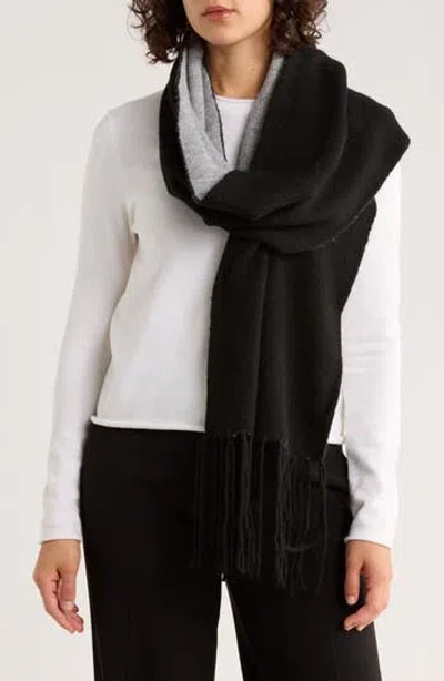Calvin Klein Reversible Color Pop Fringe Scarf In Black