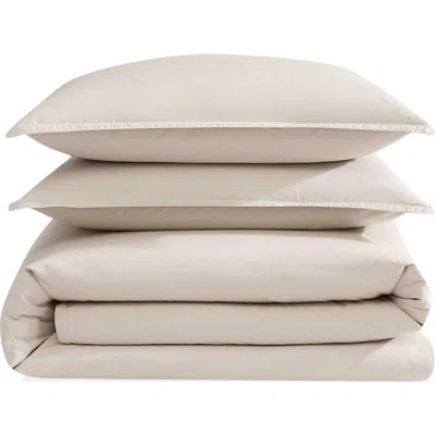 Calvin Klein Reversible Cotton Blend Duvet Cover & Shams Set In Beige/tan