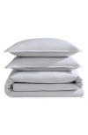 Calvin Klein Solid Cotton Blend 3 Piece Duvet Cover Set, King In Blue
