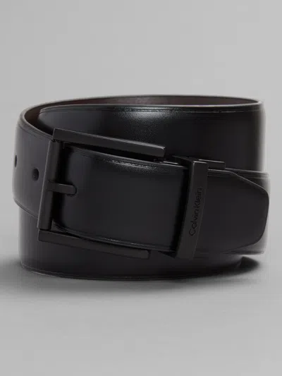 Calvin Klein Reversible Feather Edge Leather Belt In Black