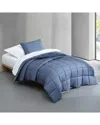 Calvin Klein Reversible Lush Washed Solid Comforter Set In Blue