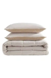 Calvin Klein Reversible Plush Washed Microfiber Comforter Bedding Set In Brown