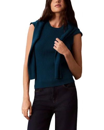 Calvin Klein Rib Crew Neck Tank In Green