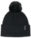 Calvin Klein Rib Pom Beanie In Black