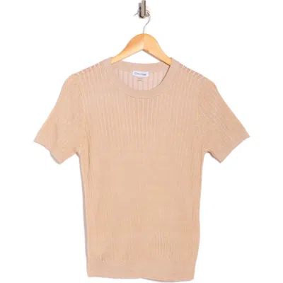Calvin Klein Rib Short Sleeve Sweater In Multi