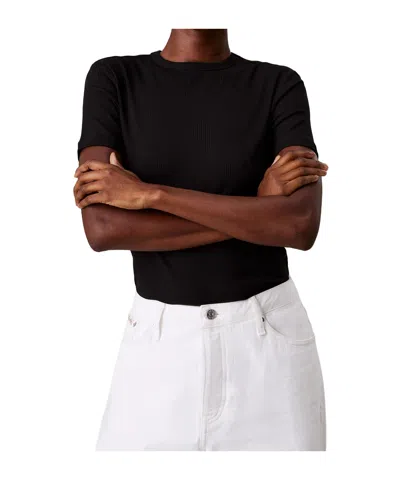 Calvin Klein Rib Short-sleeved T-shirt In Black