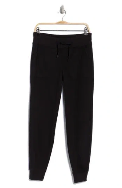 Calvin Klein Rib Trim Fleece Joggers In Black
