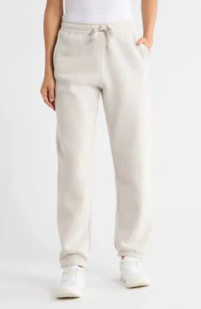 Calvin Klein Rib Trim Fleece Joggers In Brown
