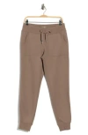 Calvin Klein Rib Trim Fleece Joggers In Brown