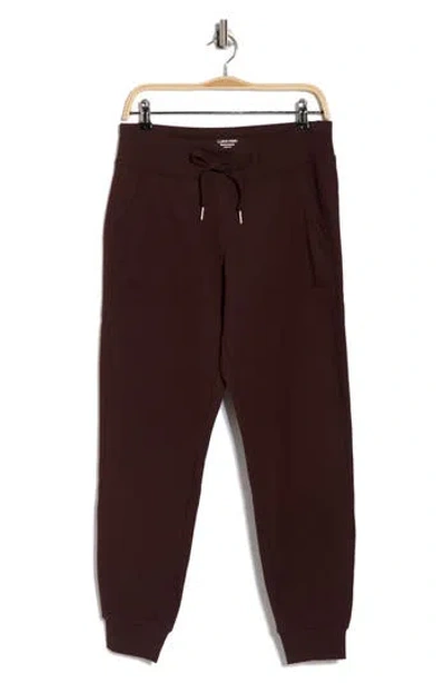 Calvin Klein Rib Trim Fleece Joggers In Brown
