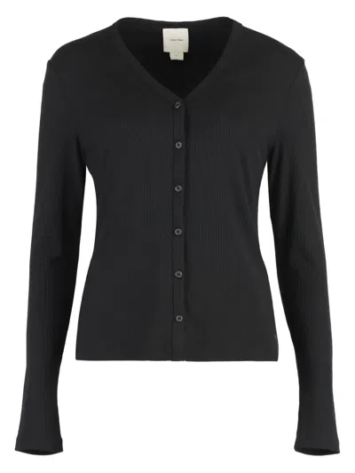 Calvin Klein Ribbed Buttoned Cardigan In Black