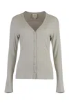 Calvin Klein Long-sleeved Knitted Cardigan In Grey