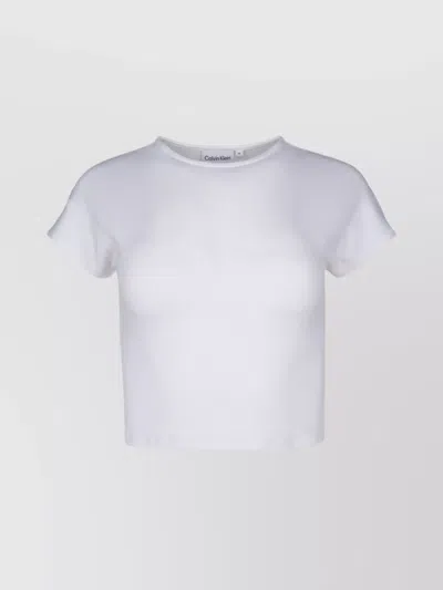 CALVIN KLEIN RIBBED CREW NECK CROPPED T-SHIRT