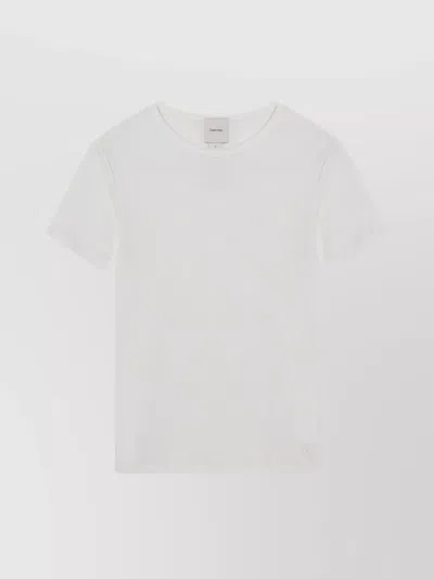 CALVIN KLEIN RIBBED CREW NECK PLAIN SHORT SLEEVE TOP