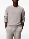 Calvin Klein Ribbed Crew Neck Sweater In Gray