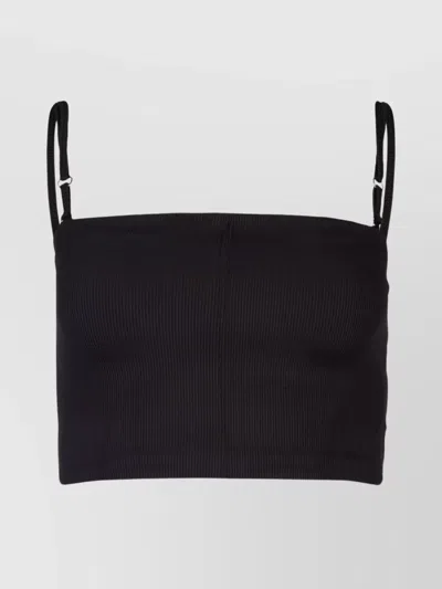 Calvin Klein Ribbed Crop Top Adjustable Straps In Black